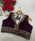 Roman Silk Wine Party Wear Embroidery Work Readymade Blouse