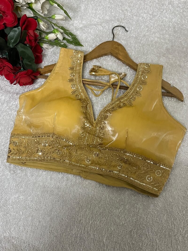Roman Silk Wine Party Wear Embroidery Work Readymade Blouse - Image 8