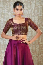 Purple Art Silk Blouse With Woven Floral Designs